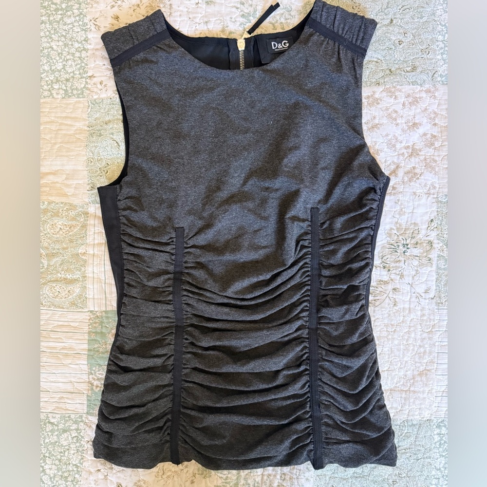 Dolce Gabbana Corset Zip Up Cinched Top Size 44